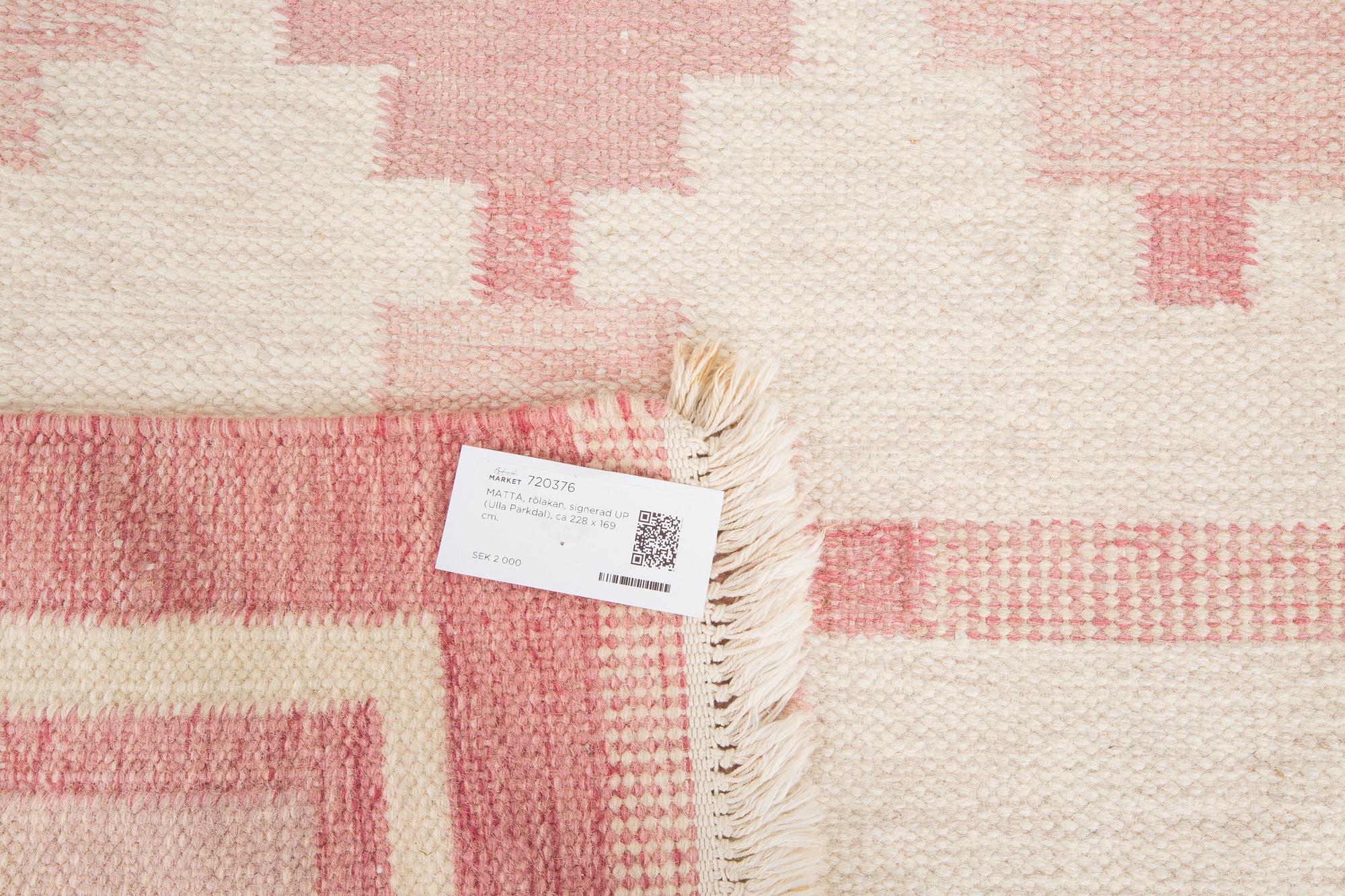 MATTA, rölakan, signerad UP (Ulla Parkdal), ca 228 x 169 cm.