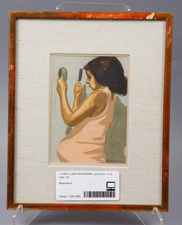 LARS NORRMAN, gouacher, 3 st, sign.