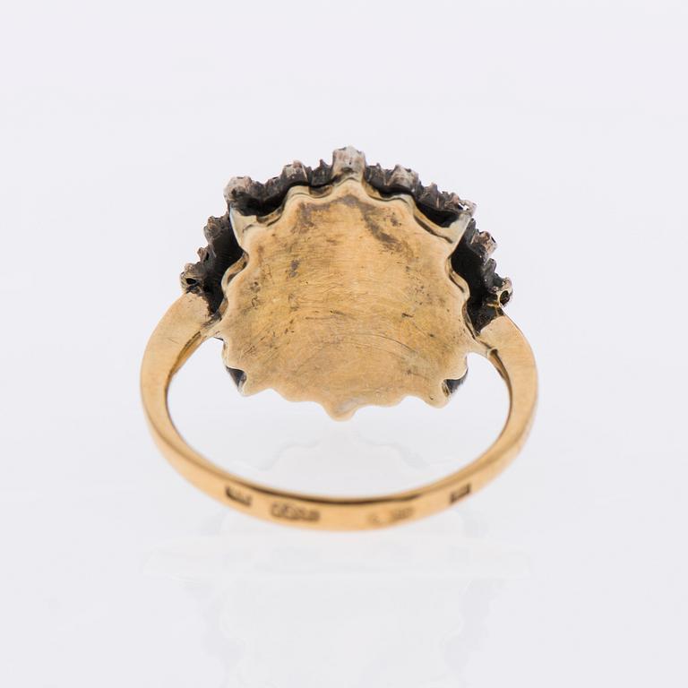 RING, guld (56) / silver, granater ca 3,5 ct. Ryska stämplar.