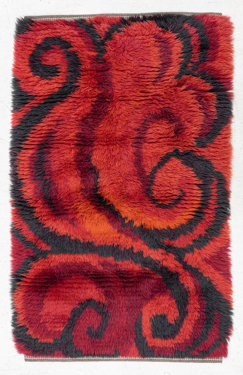 A carpet knotted pile, c 128 x 75 cm, Sweden 1960s.