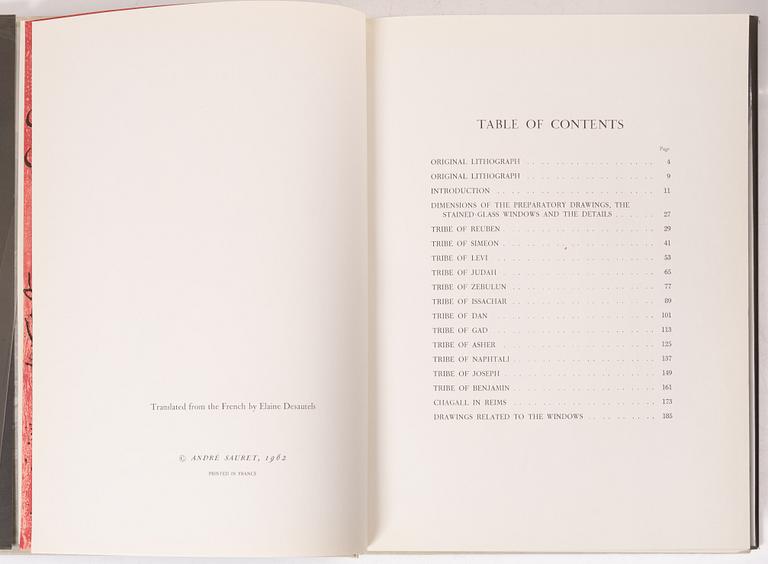 Marc Chagall, Book "The Jerusalem Windows", André Sauret, Monte Carlo, 1962.