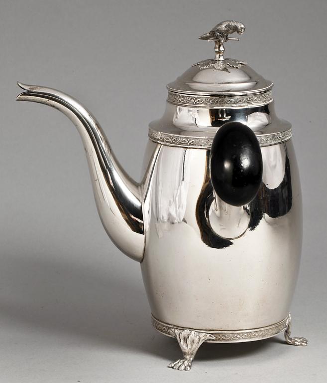 KAFFEKANNA, silver. Johan Fredrik Björnstedt, Stockholm 1825.