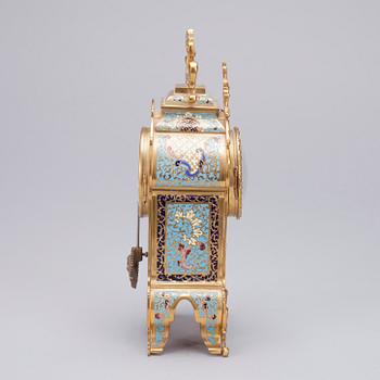 BORDSKLOCKA, emaljerad brons, LEGAY fils, Clermont-Ferrant, Frankrike, 1860-80-tal.