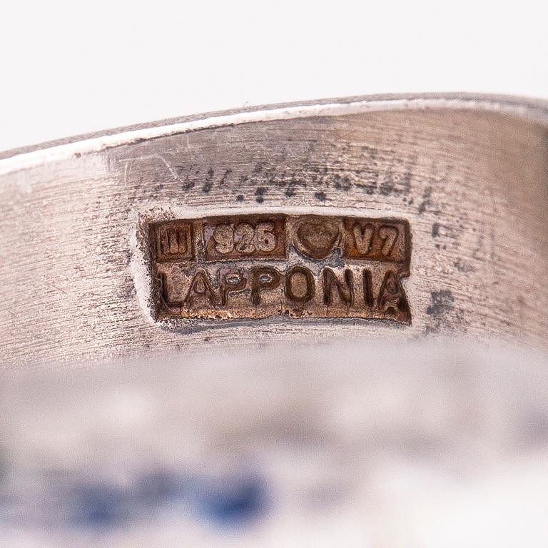 BJÖRN WECKSTRÖM, A sterling silver and acrylic bracelet and ring "Micrones". Lapponia 1974 and 1976.