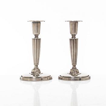 A pair of Swedish Modern silver candlesticks, mark of C.G. Hallberg, Stockholm 1954.