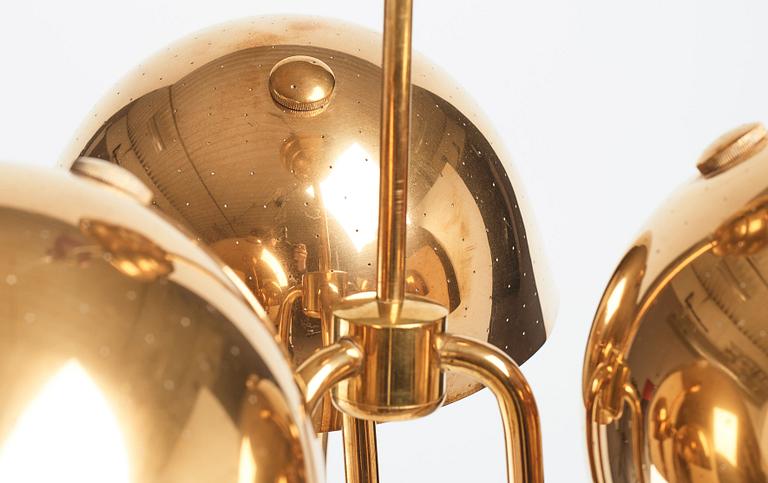 Carl-Axel Acking, a brass and white lacquered ceiling lamp for Bröderna Malmströms, Sweden 1940's.