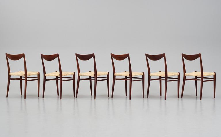 Adolf Relling Sigurd Resell, stolar, 6 stycken, "Bambi 61/2", Gustav Bahus Eftf, Norge, 1950-60-tal.