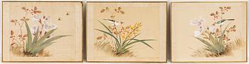 Three paintings on silk, China, mid-20th Century.