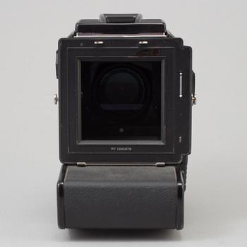 MELLANFORMATSKAMERA, Hasselblad 500 ELX, Sverige, 1986. Med Sonnar 4/150 T* samt tillbehör.