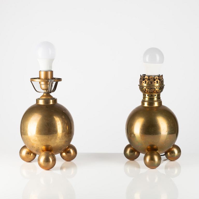 A pair of brass table lamps from Gusums Bruk.