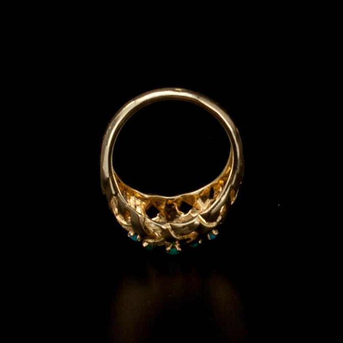 RING,18K guld, turkoser. Vikt 5,8 g.