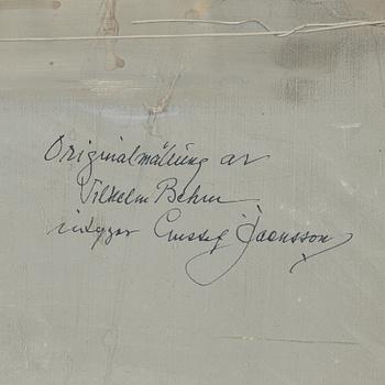 Wilhelm Behm, attributed to, oil on canvas/panel.