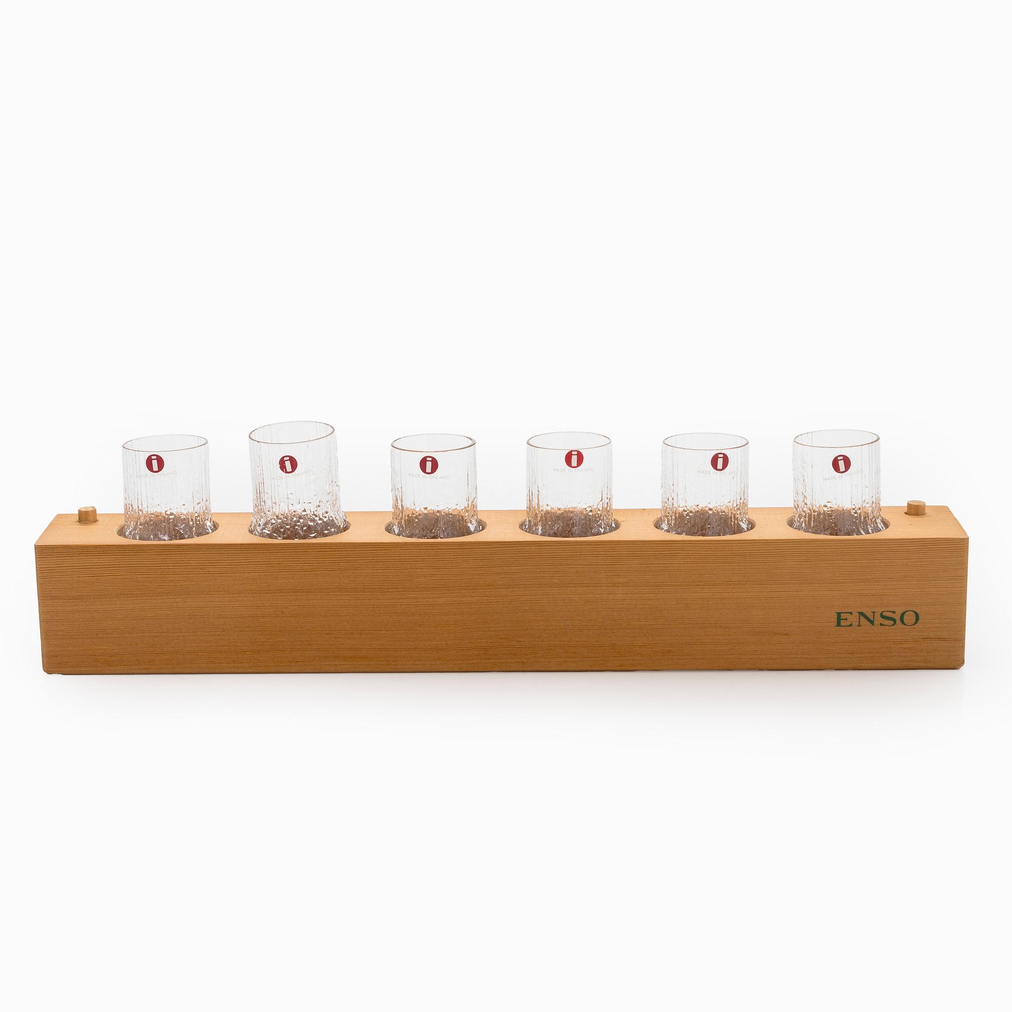 Tapio Wirkkala, snapsilaseja, 6 kpl, "Niva", alkuperäisessä laatikossa. Iittala.