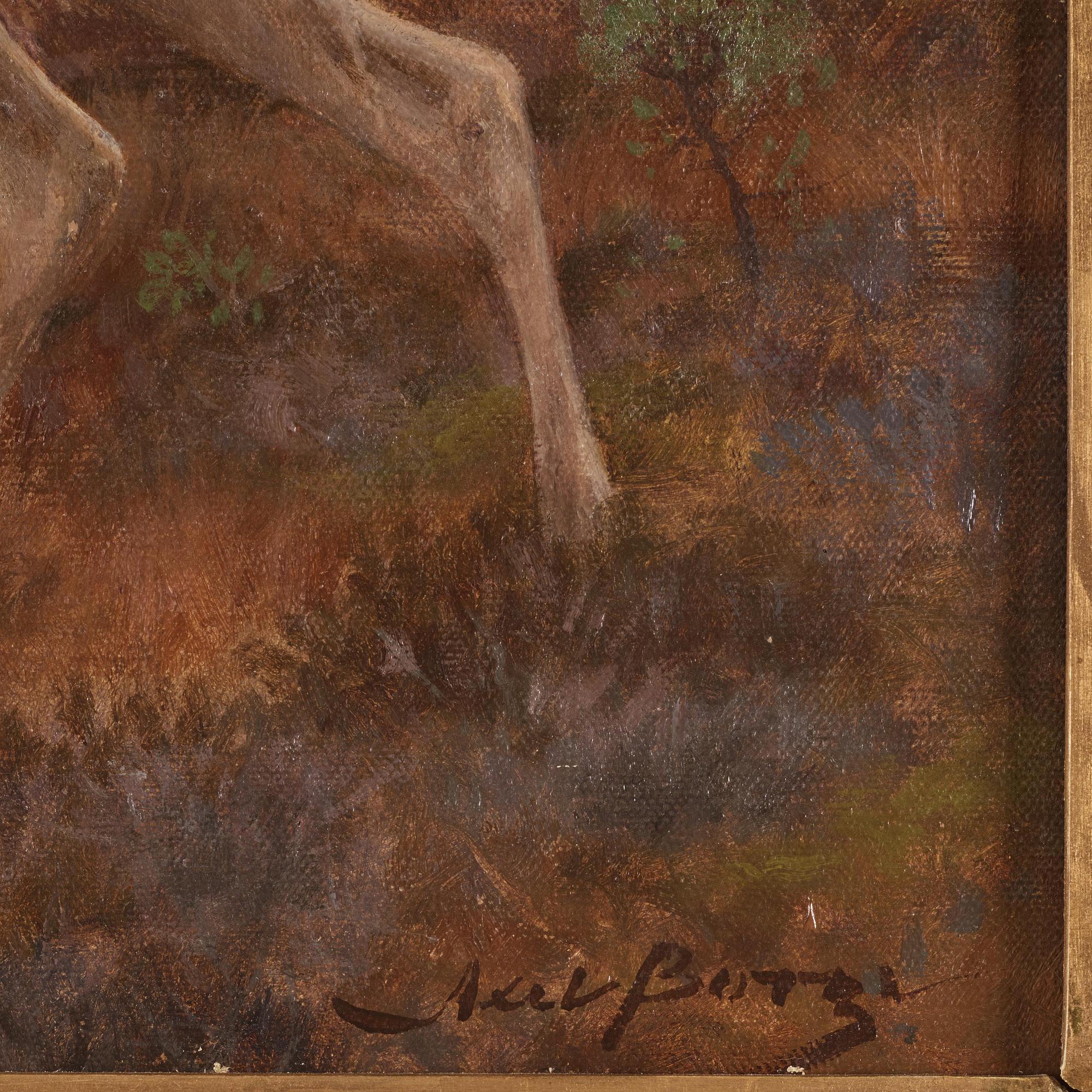 Axel Borg, Moose in autumn landscape.