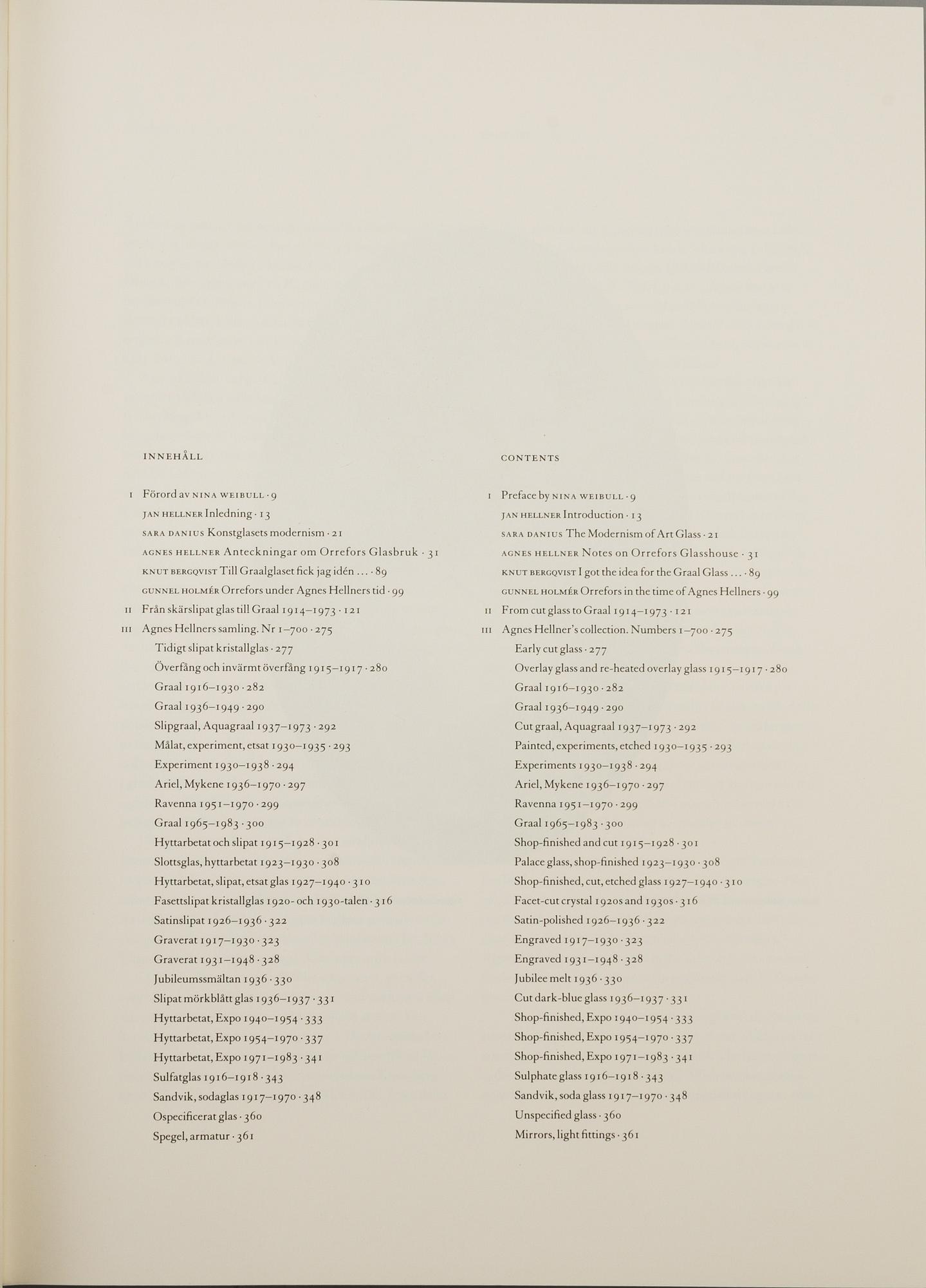A lot of eight books regarding Orrefors glasbruk.