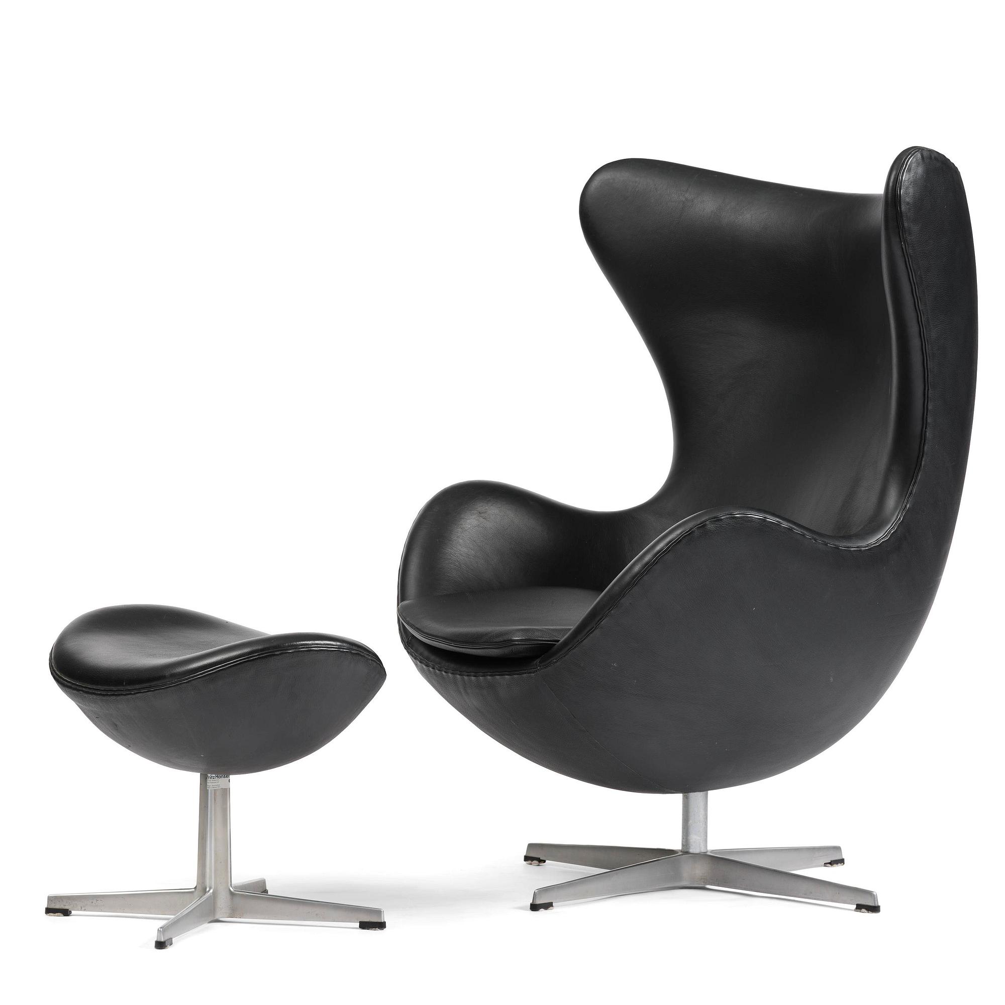 Arne Jacobsen, an "Egg" chair with ottoman, Fritz Hansen, Denmark, 2001.