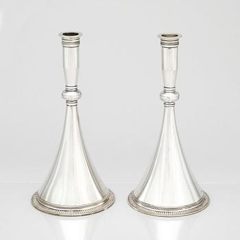 Wiwen Nilsson, a pair of silver candlesticks, Lund Sweden 1939, the so called 'byzantine' model.