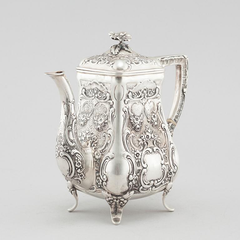 A 20th century silver coffee pot, Germany with swedish import markings.