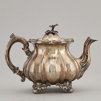 CHRISTIAN HAMMER, kaffekanna, silver, nyrokoko, Stockholm 1857.