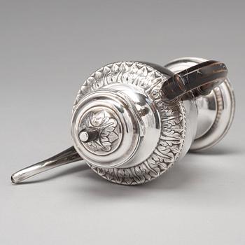 A Finnish empire silver coffeepot mark of Olof Robert Lundgren, Åbo (1821-1882) engraved date 1840.