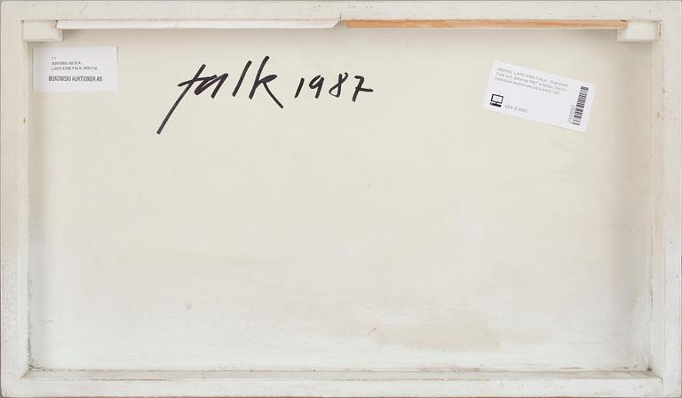 LARS-ERIK FALK.  Signerad Falk och daterad 1987 a tergo. Delvis bemålad aluminium på pannå.