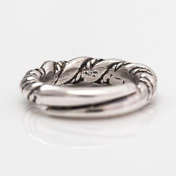 Halsband, ring och armband, silver. Helsingfors 1980-90-tal.