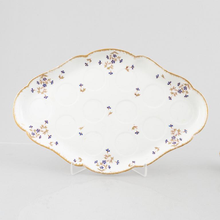 Tray with twelve creamers, porcelain, Limoges WG & Co, France.