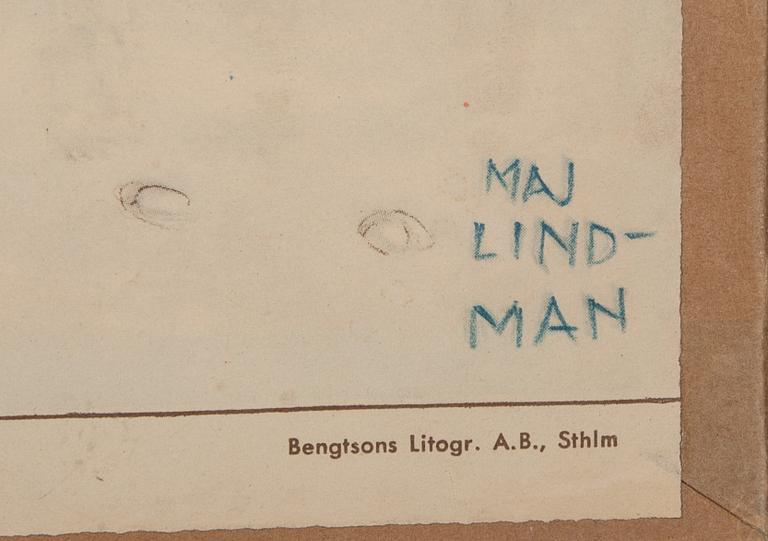 SKOLPLANSCHER, 12 st, Maj Lindman, P.A Norstedt & Söner.