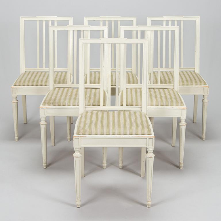 Chairs, 6 pcs, Gustavian style, later half of the 20th century.