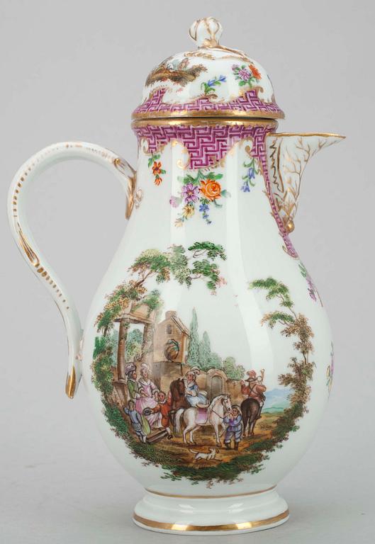 KAFFEKANNA, porslin, rokokostil, Meissen, 1800/1900-tal.