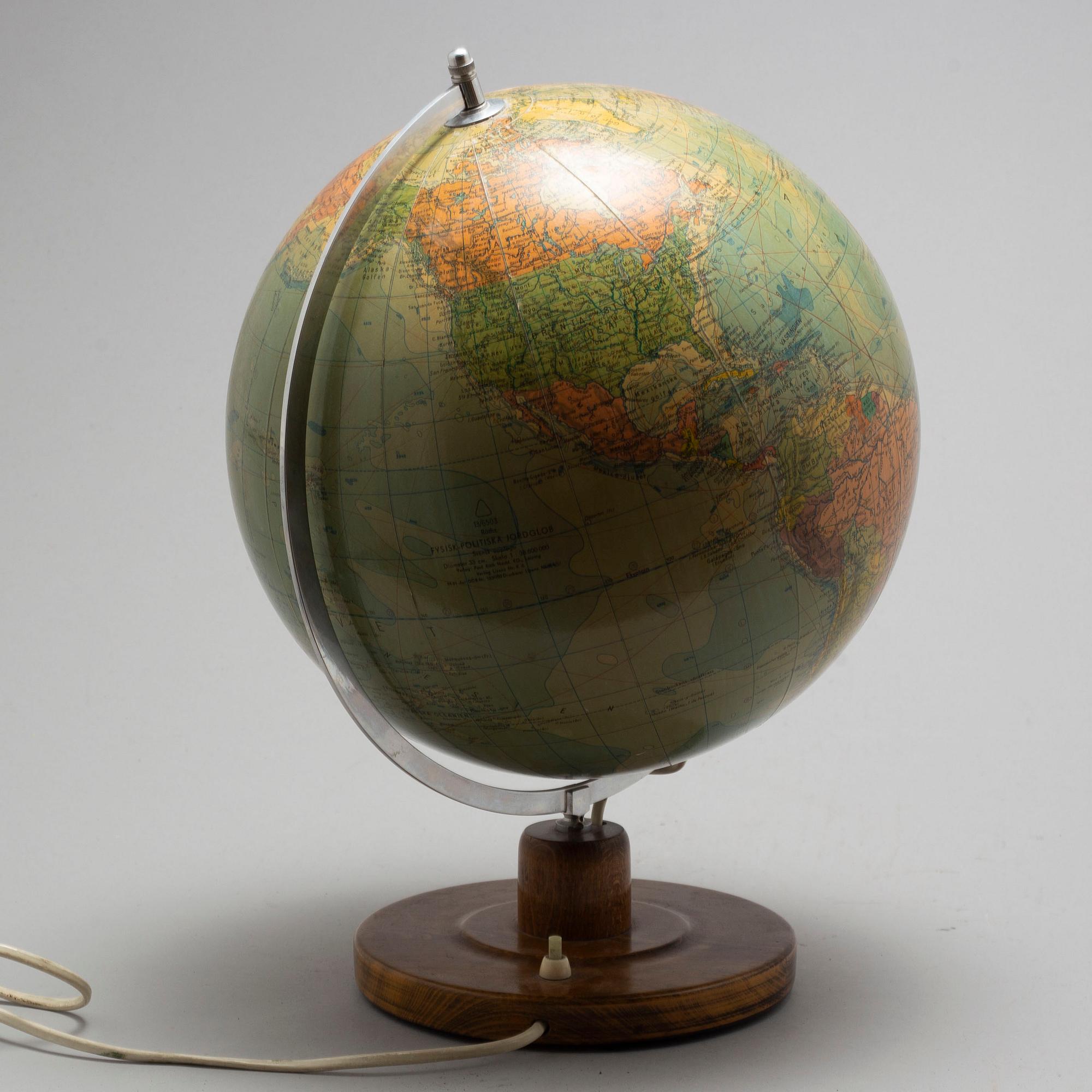 JORDGLOB, Räths Fysisk-politiska jordglob, 1900-talets mitt.