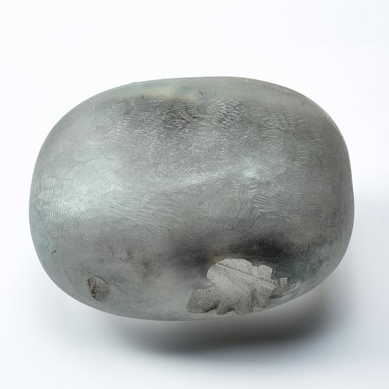 Bertil Vallien, a unique sand cast glass sculpture, "Resting head", Kosta Boda, Sweden.