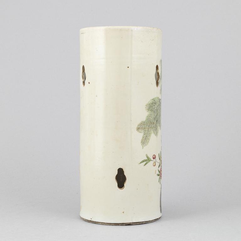 A famille rose brushpot/lantern, China, 20th Century.