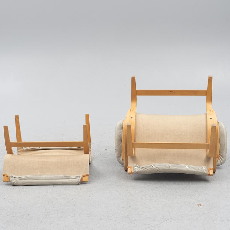 Bruno Mathsson, a 'Pernilla' easy chair witr foot stoll., Dux.