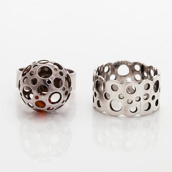 Liisa Vitali, Rings, 2 pcs, silver, Westerback, Helsinki, 1970s.