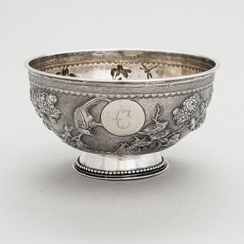 Skål, silver, Luen Hing, Shanghai, Kina sannolikt 1920-tal.