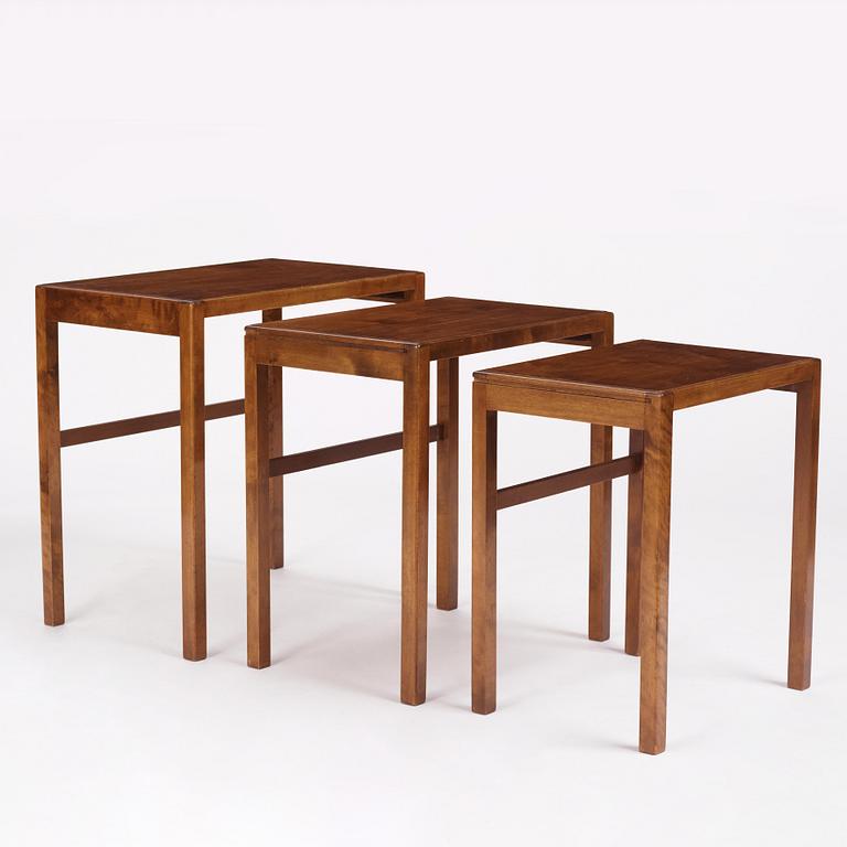 Axel Einar Hjorth, three nesting tables, Nordiska Kompaniet, Sweden, designed in 1937.