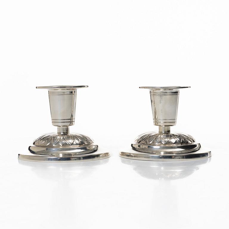 W.A. Bolin, ljusstakar, ett par, silver, Stockholm, 1947.