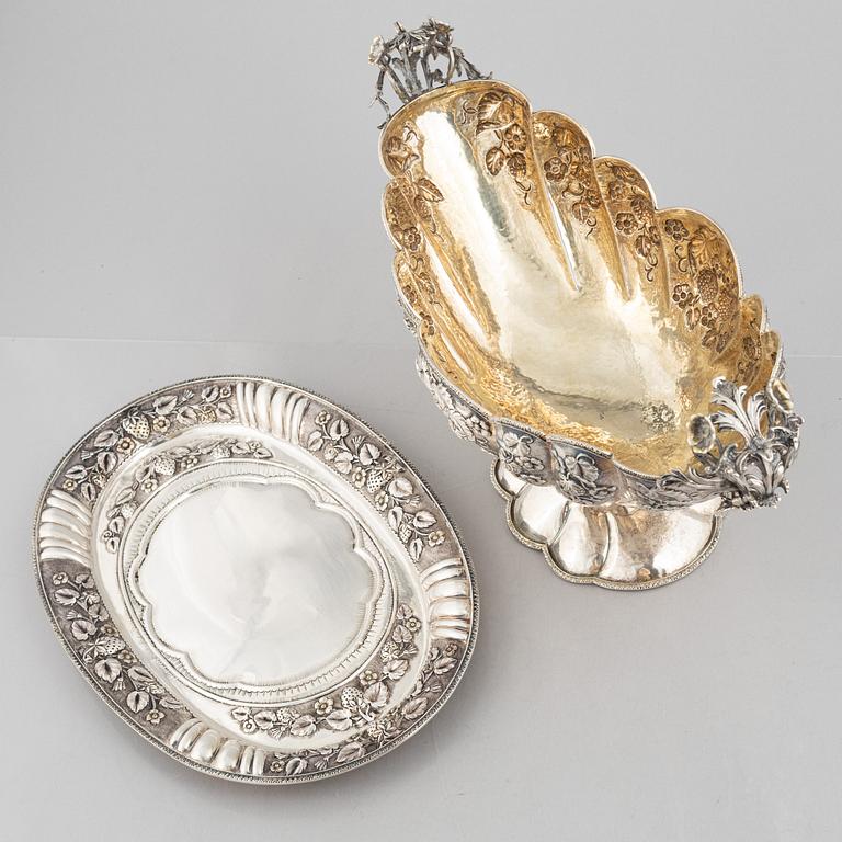 Jardinjär med fat, sterlingsilver, Grekland, 1900-tal.