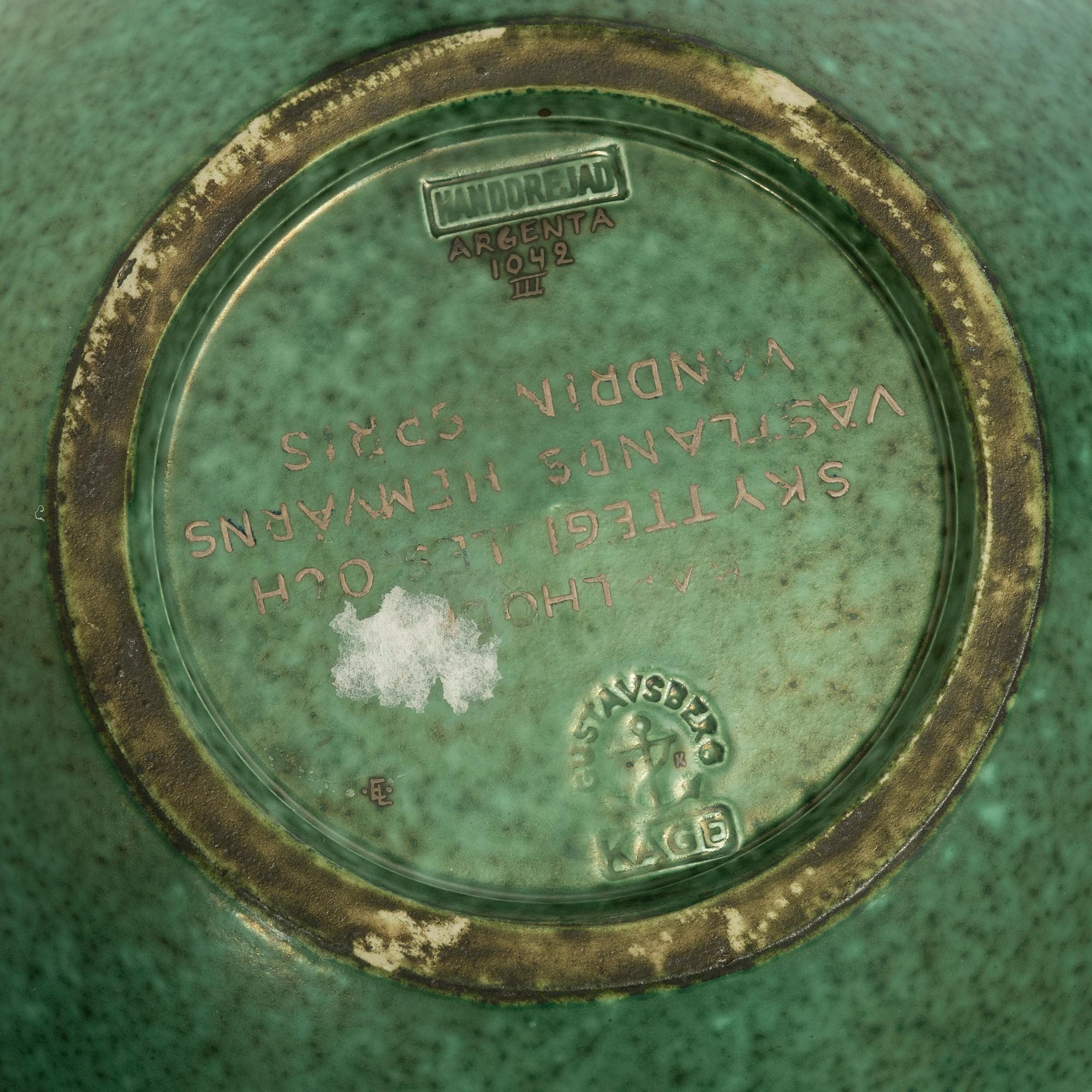 Wilhelm Kåge, a stoneware 'Argenta' vase, Gustavsberg, Sweden, 1941.