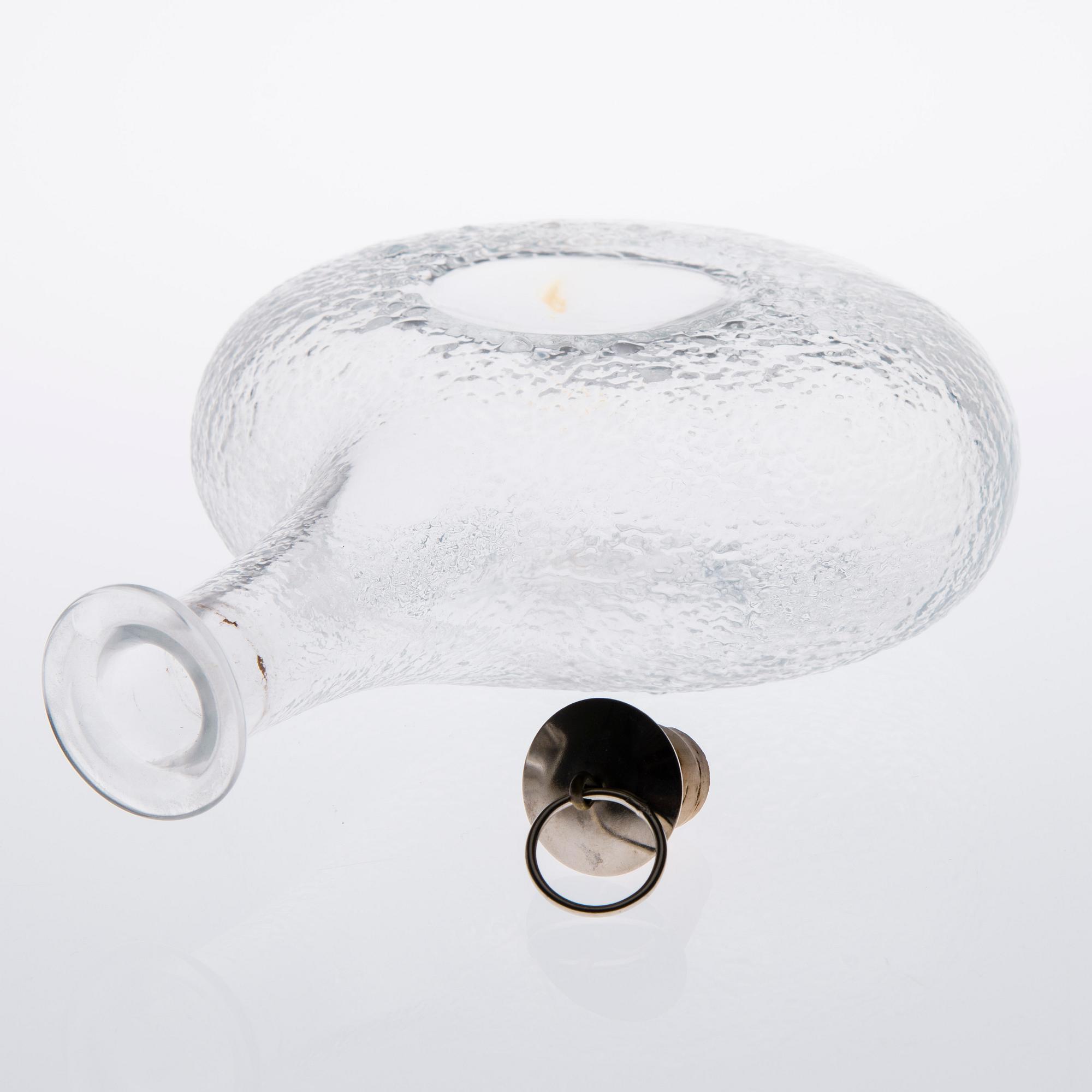 KORKILLINEN LASIPULLO, "Erikoiskonjakkipullo Gognac vieux 0138", Tapio Wirkkala, sign. ja numeroitu 1051-2000, Iittala.