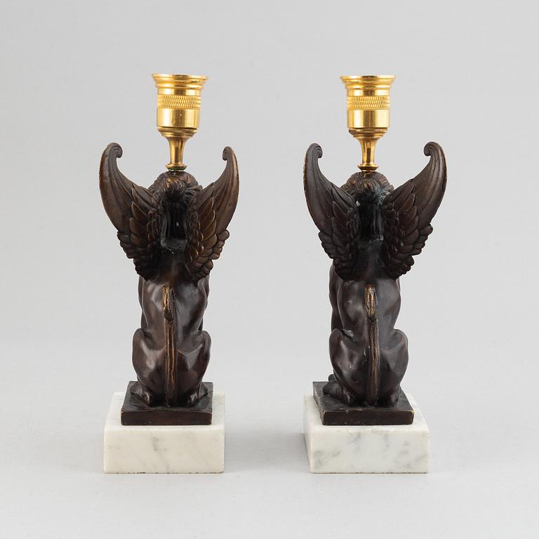 A pair of presumably Russian Empire candlesticks, early 19th Century.