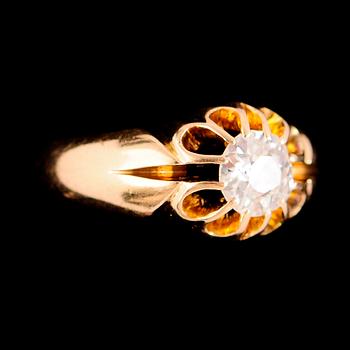 RING, 18 k guld, med briljant ca 0.65 ct. Vikt med sten ca 6 g.