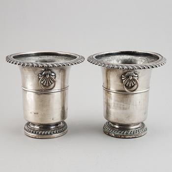 A pair of 19th century silver plate wine coolers, Meyerhoff, Vienna, Austria.