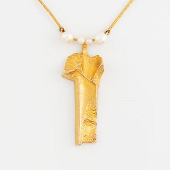 Björn Weckström, 14K gold and pearl 
 'Clouds' necklace, Lapponia 1971.