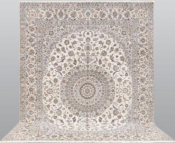 A part silk Nain carpet s.k 6LAA, ca 408 x 304 cm.