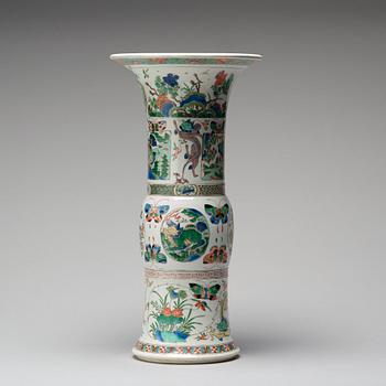 A famille verte Gu shaped vase, Qing dynasty, Kangxi (1662-1722).