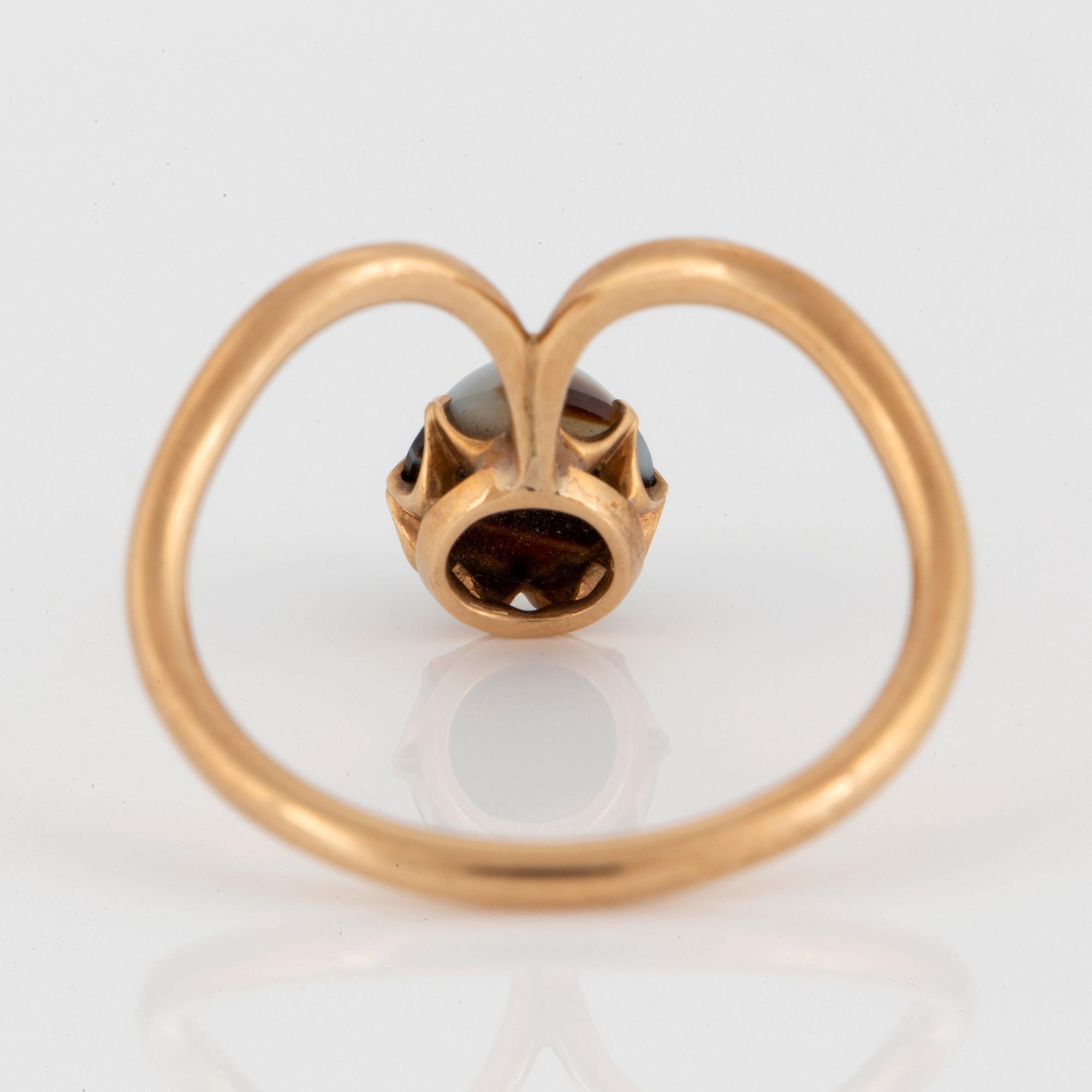 Ring 14K guld med bandad agat.