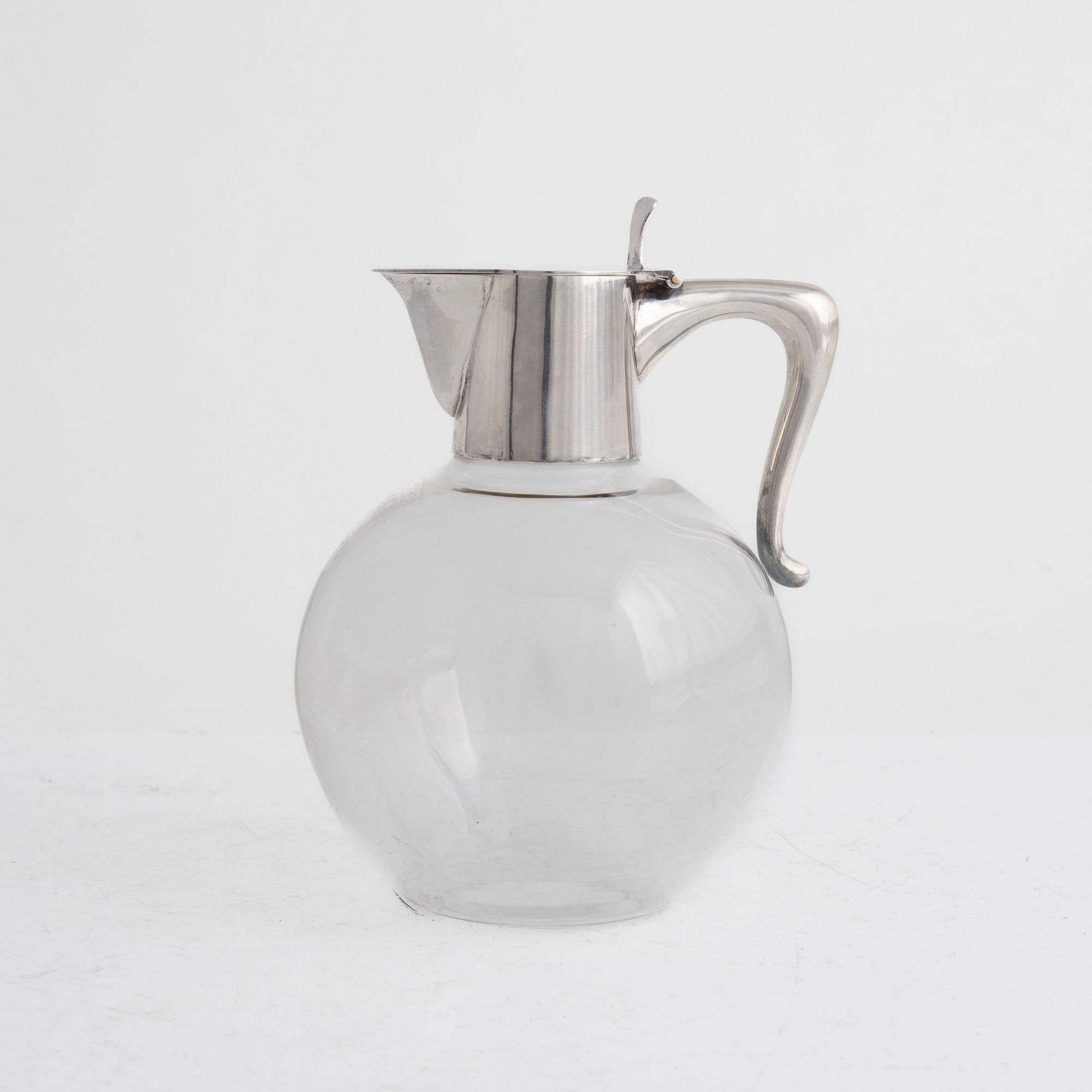 A Michelsen, wine decanter, silver and glass, Copenhagen circa 1960.