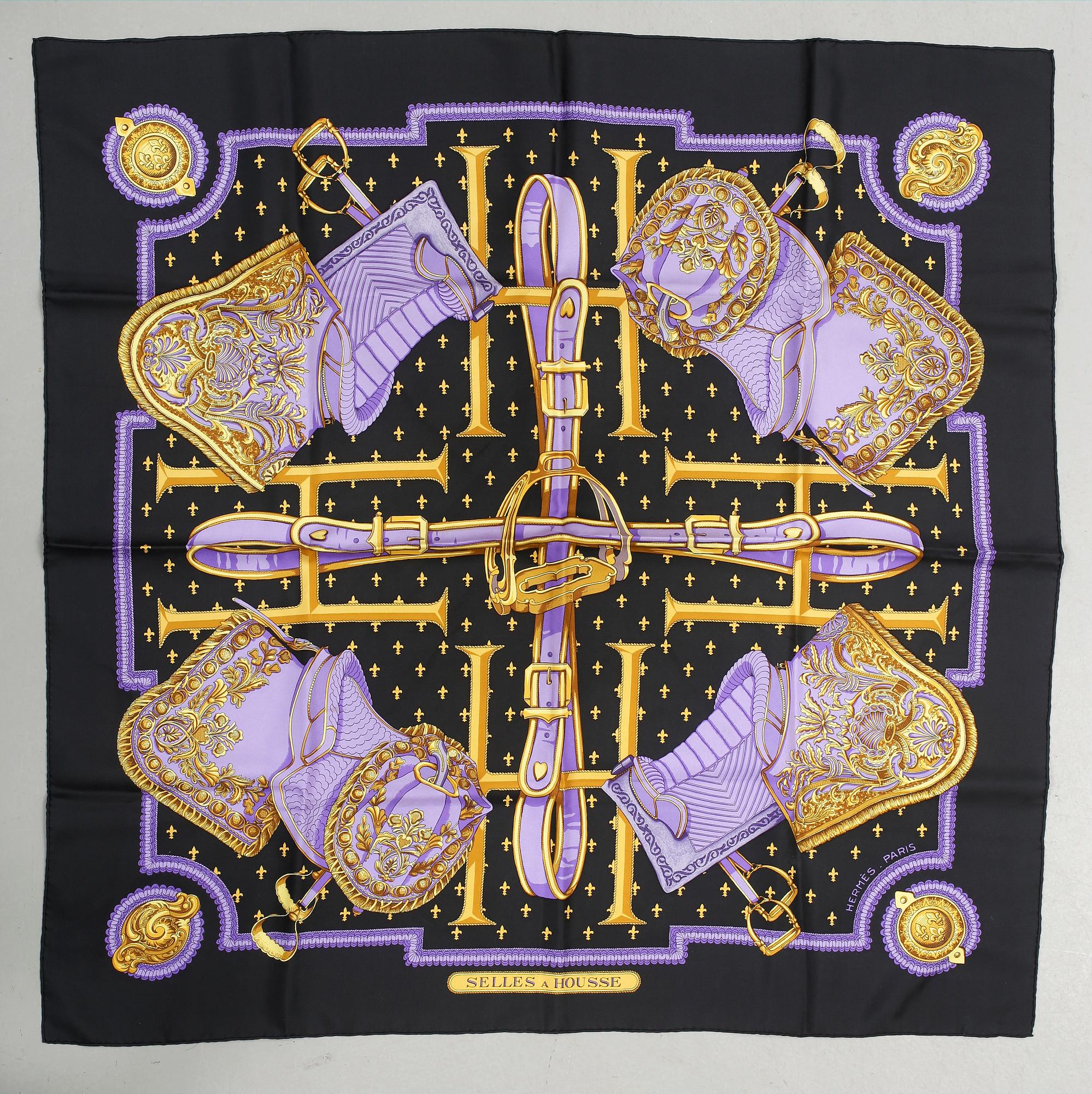 SCARF, siden, "Selles a Housses", design Christiane Vauzelles, Hermès, Paris.